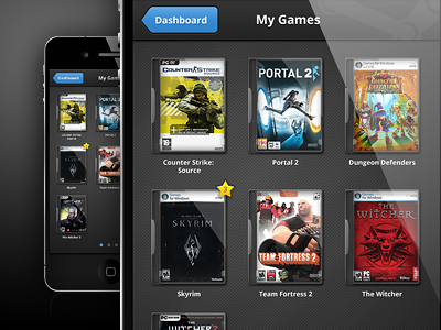 Steam App - My Games black blue box cover games ios iphone scroll star steam yellow
