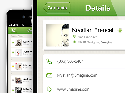 Contact Details app avatar contact details green icons ios profile