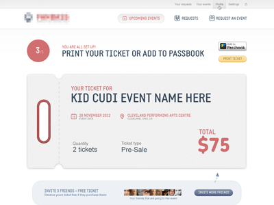 Ticket artist avatar button events fans genre hip hop music profile rap share upcoming vote