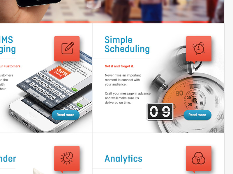 Product Teaser sms mms product ui ux teaser splash ios iphone message messaging red blue