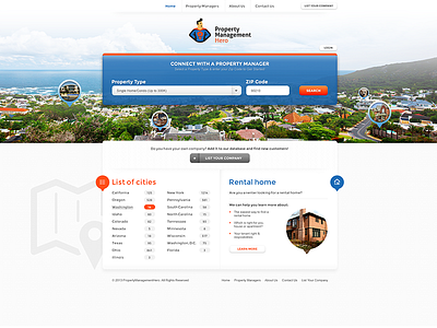 Property Management Portal blue condo design home house landing orange portal property real estate search ui ux