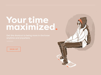 Maximize Your Time app application digital art header hero image illustration lifestyle skater time urban web design web section webpage website
