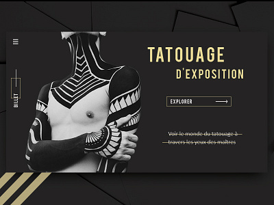 Tatouage d'Exposition card clean dark design minimal ui ux web website