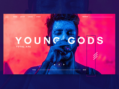 Young Gods card clean design minimal song type ui ux web website