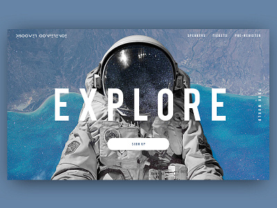 Explore blue card clean design minimal space ui ux web website