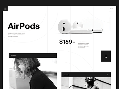 Airpods apple black design ecommerce landing scroll ui ux web website white