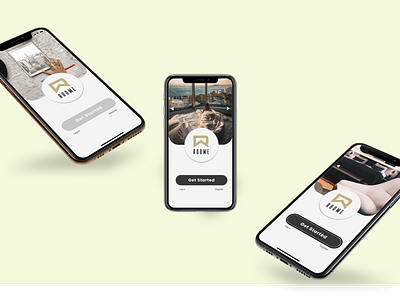 Home Screen of Booking App booking app get started home screen hotel app hotel booking app hover effect hovering