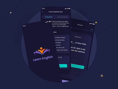 English Learning app for Wordstime. Dark app design branding elearning mobile product design ui ui design ux