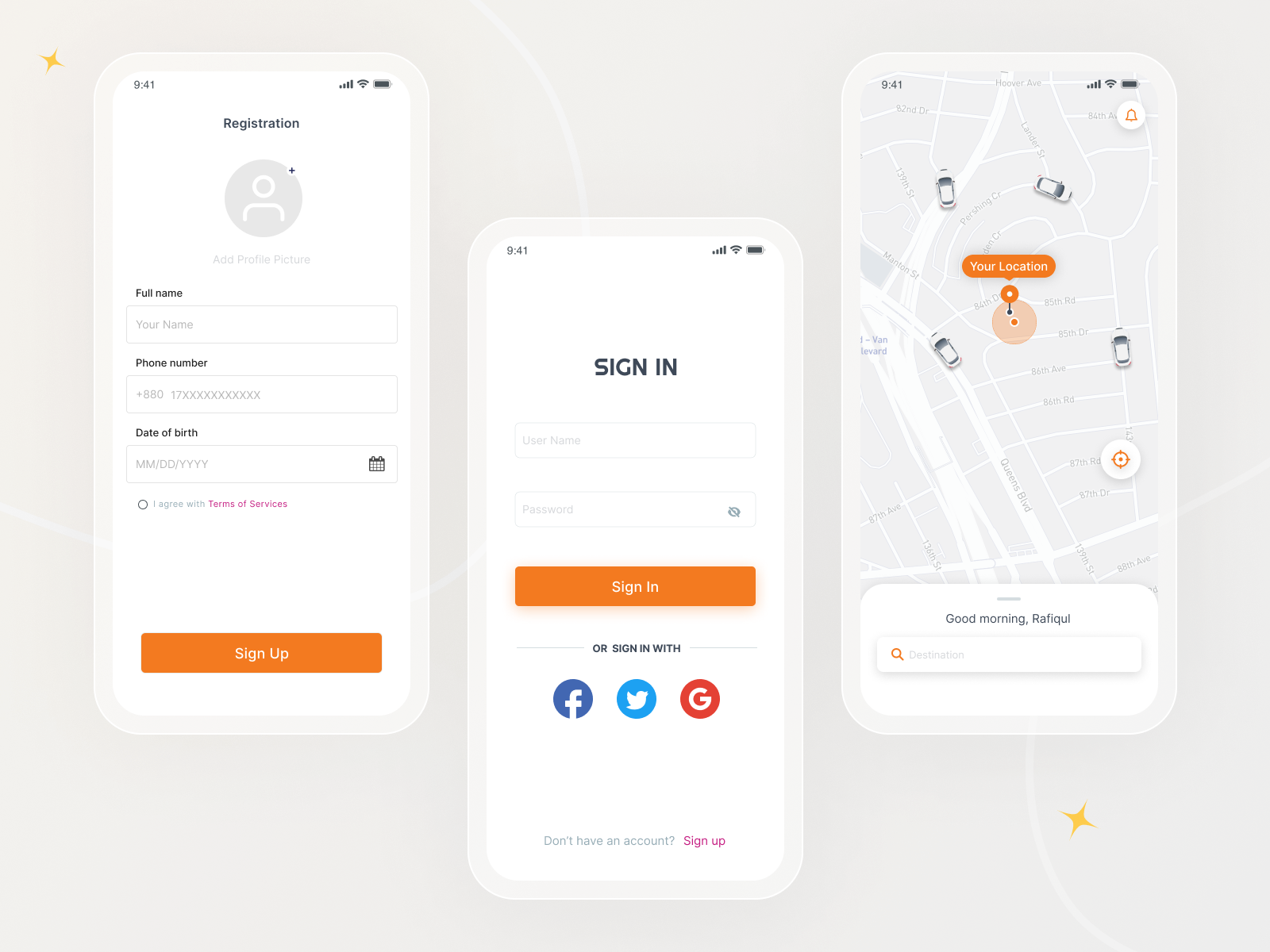 Sign in /Sign up for Ride App by Md. Shohanur Rahaman on Dribbble