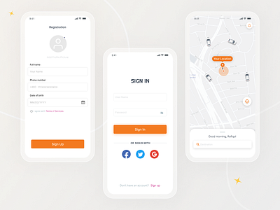 Sign in /Sign up for Ride App app ride ride sharing sign in sign up ui ui design ux