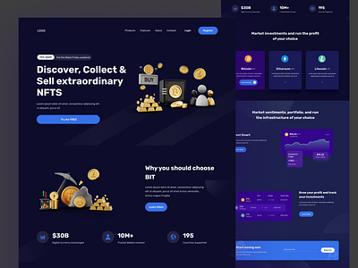 Crypto Landing Page bit coin crypto landing nft ui ui design ux website