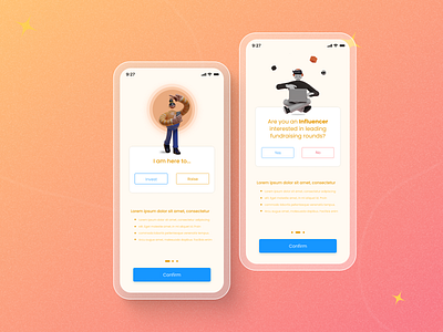 Onboarding Screen for Coin Care App app design froster glass onboarding ui ui design
