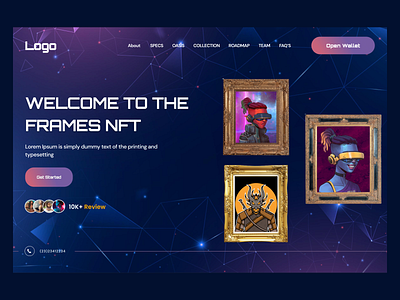 NFT FRAMES bitcoin crypto landing page nft ui ui design website