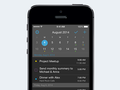 OnTop 1.1 Calendar: Night Theme! black calendar ios iphone night notes ontop reminders