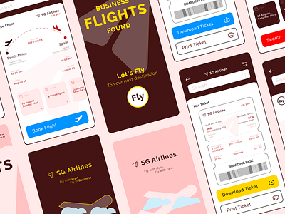 SG Airlines - Flight App app branding design flight mobile raleway ui ux