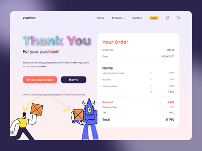 Xcombo - Thank you page branding clothing day 17 design email receipt ui ui 17 ui challenge ux website