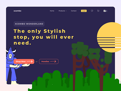 Xcombo Landing Page app branding creative dark ui darkmode design fun illustration mobile ui ux website
