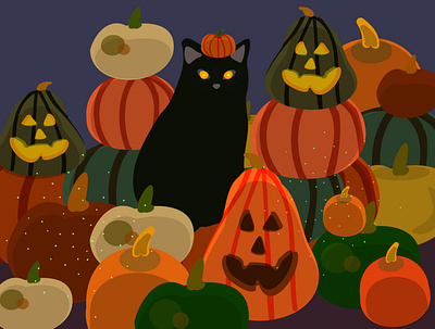 Halloween cat black cat design fall halloween illustration logo party pumpkin spooky vector