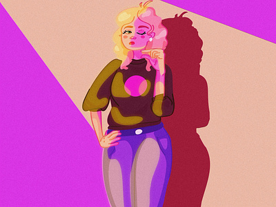 a little blondy branding design illustration pink vector девушка иллюстратор неон персонаж свет
