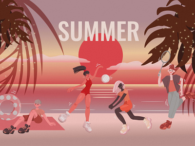 Summer rest beach branding design illustration photoshop sea sport vacation vector vector illustration девушка персонаж