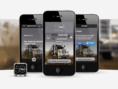 Mack Trucks "Real Stories" anniversary app button interface ios mack record social story truck video win