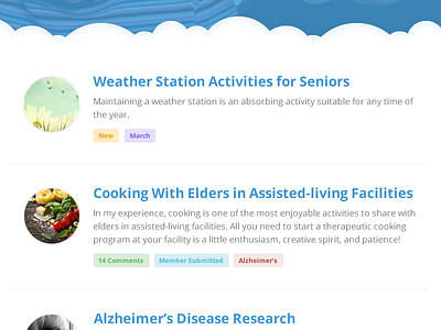 Golden Carers 2015 Activity List activity article circle clouds heading list tag