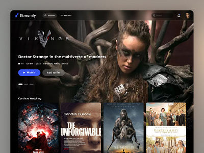 Movie Streaming Desktop App app design desktop app home page movie product service slider stream streaming ui us web