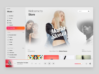 iTunes Redesign - Store app store apple clean itunes minimal music music player player store