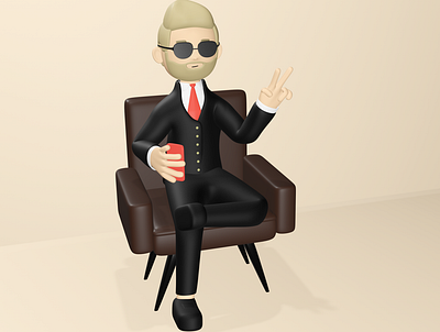 3D Boss 3d 3d character 3d design 3d illustration armchair blender blonde boss ceo cool office peace sitting suit sunglasses work