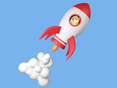 Doge rocket 3d 3d icon 3d illustration blender doge dogecoin moon rocket space