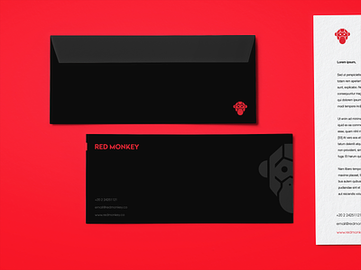 Red Monkey branding envelope identity letterhead logo stationary