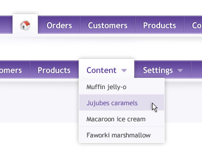 Navigation drop down menu nav navigation purple ui white
