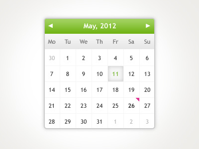 Calendar UI calendar green ui