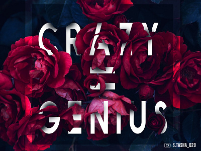 Crazy = Genius Design artwork crazy design digitalart floral funky and fresh genius illustration art photoshop rose roses typogaphy typography art