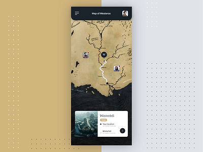 Arya's app app app design application arya arya stark explore game of thrones location location app map mobile ui