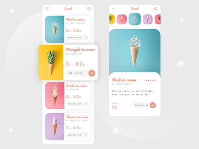 Ice Cream App app app design application card design ice cream ui ux