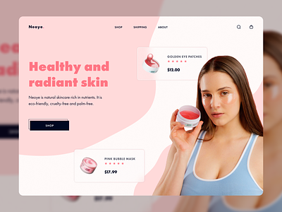 Skin care store redesign | Neoye beauty commerce concept cosmetics e commerce landing page makeup shop store web design
