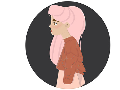 girl with pink hair art design flat graphic design icon illustration illustrator minimal ui vector