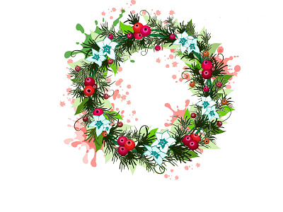 Christmas fir wreath with red berries. art design graphic design icon illustration vector