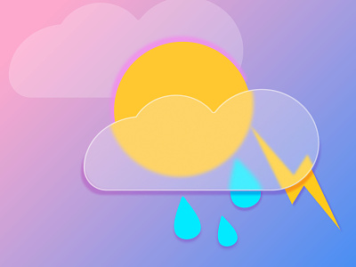 Сlouds with rain and un icon iolated on pink background. Rain cl animation art design graphic design icon illustration illustrator logo typography vector