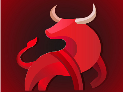 Red bull with horns silhouette, farm icon. animation art design graphic design icon illustration logo vector