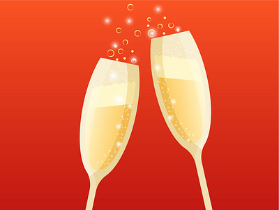 Two glasses of champagne , celebration symbol sparkling