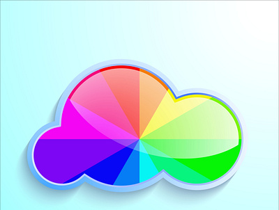 Cloud with rainbow, illustration, flat. card