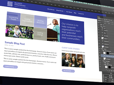 Elliott Strategies Website design minds on design lab photoshop production strategy web design