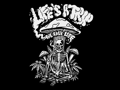 lifes a trip 420 branding design illustration mushroom smoker trippy typography vector weed weeds brand