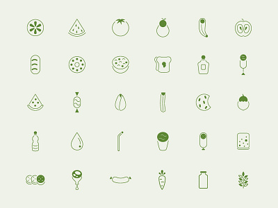 OMG Brand Icons sets food fruits graphics green healthy icons line logos minimalist natural symbol wellness