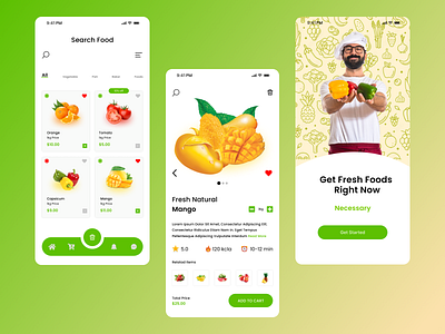 Fresh Foods Right Now Mobile App Design