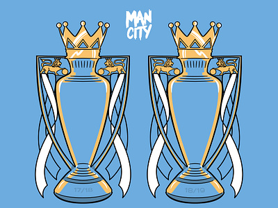 Back 2 Back Man City Trophies