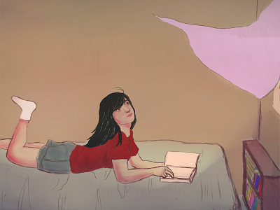 Girl reading a book illustration illustration