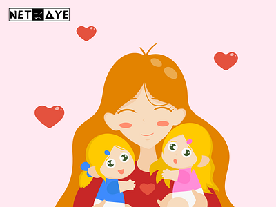 Mom and children character children family vector art vector illustration